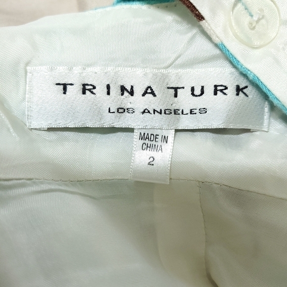 Trina Turk Turquoise Brown Floral Sundress Sz 2 - Picture 11 of 14